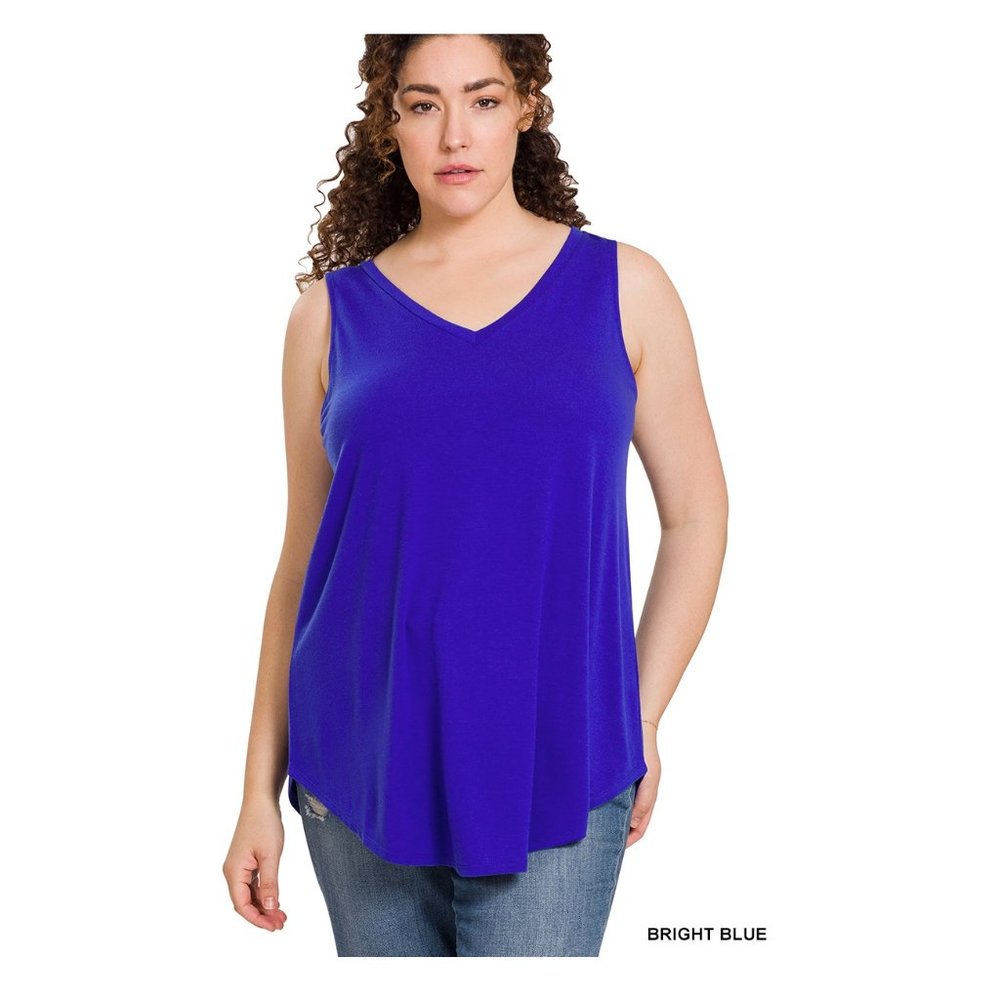 Women's Plus Size Sleeveless Top Relaxed Fit Bright Blue
